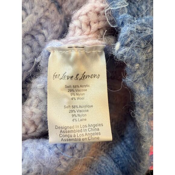 For Love and Lemons Celeste Cardigan Sweater Tie Dye Size Large Pink Blue - Picture 9 of 10